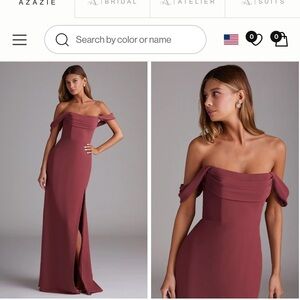 Azazie Off-Shoulder Merlot Maxi Dress